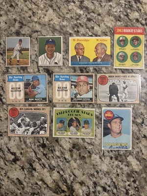 1950-72 MLB Topps/Bowman Salón de la fama/Superstrella/RC***Lote de 10 tarjetas dañadas/arrugadas***GD+ Foto 1 de 4