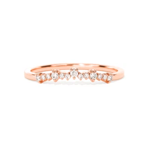 Alianza de boda curva de eternidad de diamantes redondos naturales de 0,10 quilates de oro rosa de 14 quilates - Imagen 1 de 3