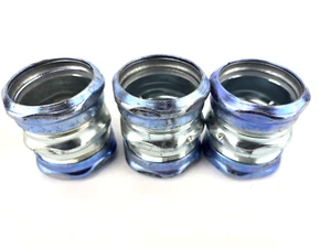 3pcs Hubbel-Raco EMT 2 in. Raintight Compression Coupling Steel 2928RT - Picture 1 of 4