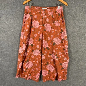 Element Pants Womens 12 Pink Red Capri Culottes Wide Leg Coastal Flowers Cropped - Picture 1 of 14