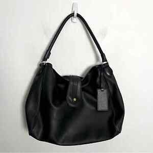 Escada Black Leather Hobo Bag Large Tote Made in Italy