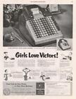 1953 Victor PRINT AD Girls Love Victor Adding Machine Back Kids Train Portland