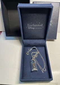 Zales Enchanted Disney 10K Rose Gold Rose In Dome Flower Necklace 925 Sterling - Picture 1 of 5