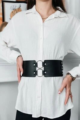 Genuine Leather waist belt, waist harness belt, two rings belt, coat wide belt - Image 1 of 4