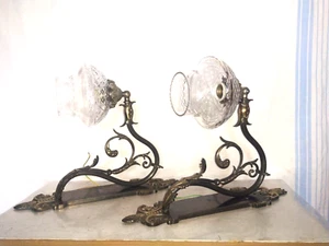 2 alte Wandlampen aus Messing versilbert und Kristall Glas geschliffen - Bild 1 von 16