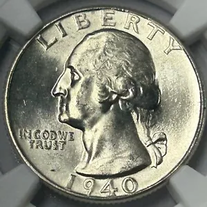 1940 P Washington Silver Quarter NGC MS65 - Picture 1 of 8