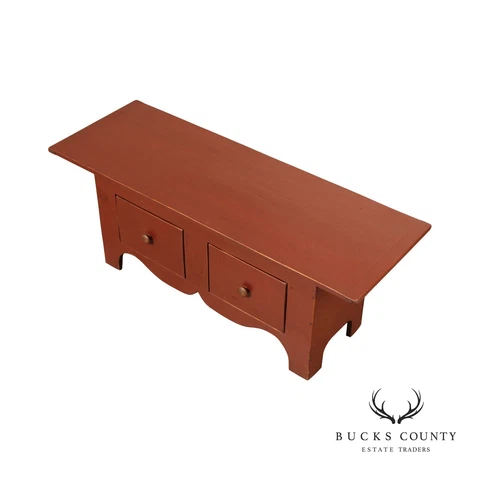 Breezy Hill Primitive Farmhouse Style Painted Pine Two-Drawer Bench Cover