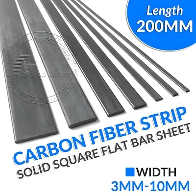 Carbon Fiber Strip Solid Square Flat Bar Sheet Shaft RC Airplane 200mm Length - Image 1 of 4
