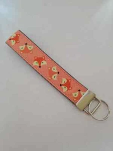 Orange fox print key fob wristlet / bag accessory / keychain - Picture 1 of 1