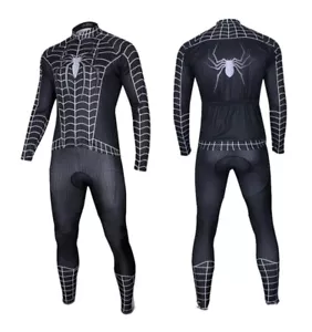 NWT Black Spider Man Long Sleeve Cycling Suit Outdoor Sport Suit Size 2XL - Picture 1 of 8