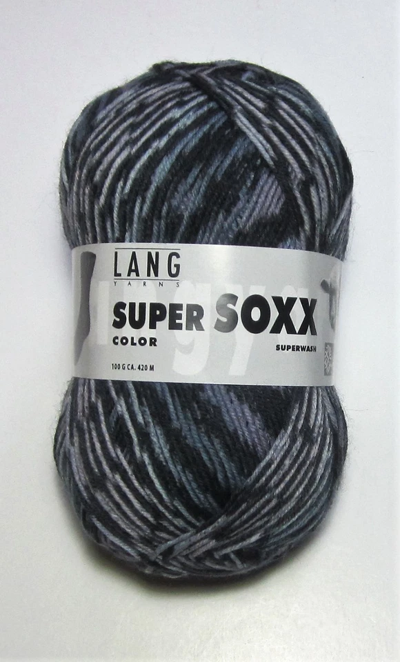 100g ball LANG SUPER SOXX COLOR sock knitting yarn #901 0196 PURPLE BLUE BLACK - Image 1 of 1