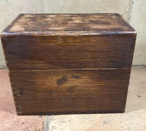 Vintage Tiger Holz Kartei Rezept Kartei Karten Box Distressed aufklappbar Shabby - Bild 1 von 8