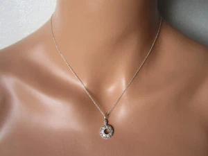 10K SOLID WHITE GOLD DIAMOND PINK SAPPHIRE WINDOW TO THE SOUL PENDANT NECKLACE - Picture 1 of 20
