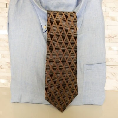 Corbata Bugatti Cuello Hombres Marrón Seda Sólida Diseñador Art Deco Clásica Retro Oscura Ancha  Foto 1 de 4