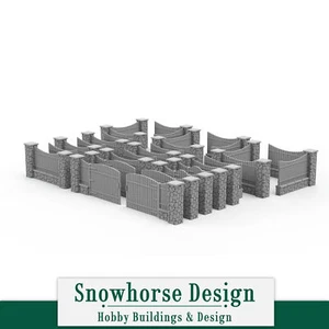 Tall Stone and Wood Wall Add-On Sections (HO Scale 1:87) - Picture 1 of 11