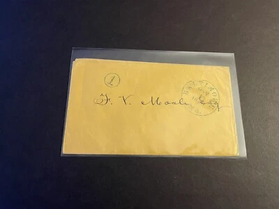 US 1858 Stampless Cover +Circular 1 Cent Drop Letter Rate +Blue Baltimore MD CDS - Image 1 of 2
