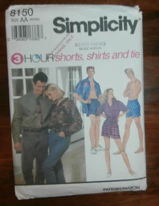 Simplicity 8150 Size xs-md Misses' Men's Teen Boys' Shorts Shirt Tie - Picture 1 of 2