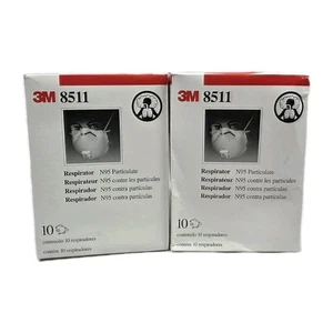 2 Pack 3M 8511 N95 Disposable Particulate Respirator Masks Exhalation Valve 20pc - Picture 1 of 3