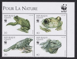 Iguana Tree-frog Corner Block of 4v Logo Haiti 1999 MNH SG#1636-1639 - Imagen 1 de 1