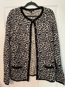 Lands End Supima Cotton Cardigan Medium Tall Animal Print Black Leopard - Bild 1 von 9