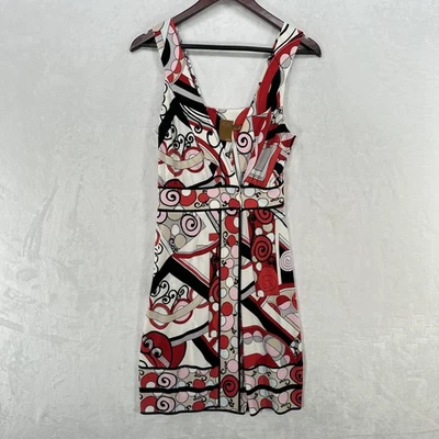 Vestido Ali Ro Mujer 4 Estampado Geométrico Remolino Sin Mangas Cuello en V Mini Y2K Retro Foto 1 de 4