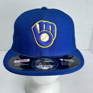 Sombrero ajustado en el campo Milwaukee Brewers New Era 59fifty talla 7 1/4 base fresca - Imagen 1 de 12