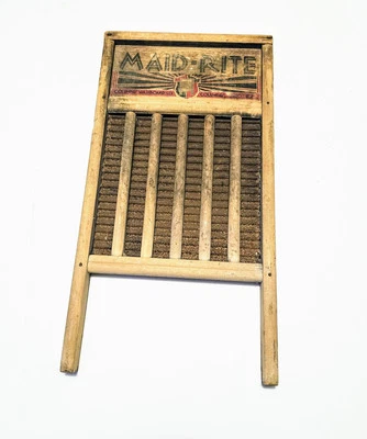 Vintage Maid-Rite Wooden Columbus Washboard Co. Primitive Rustive Laundry Room - Image 1 of 4
