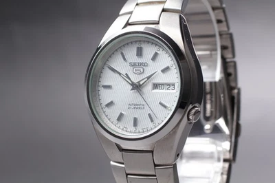 [Near MINT] Seiko 5 7S26-02F0 White Dial Automatic Silver Men's Watch From JAPAN - Image 1 of 4