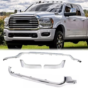 Chrome Front Upper+Lower Grille Molding Trim Fit for 2019-2024 Ram 2500 3500 New - Picture 1 of 17