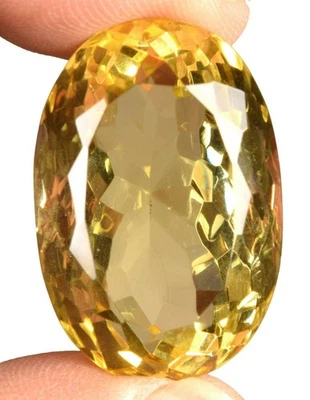 58.95 Cts.  Yellow Lemon Quartz Oval Shape Certified Gemstone - Image 1 of 4