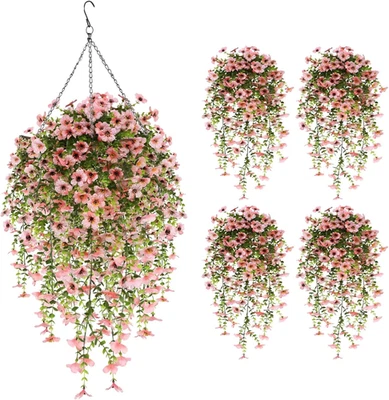 Flores colgantes artificiales, enredaderas de glicinia de seda de imitación, adecuadas para interiores a Foto 1 de 4