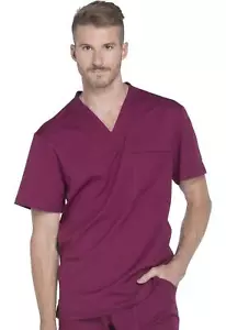 Dickies Dynamix Scrubs for Men, Athletic-Inspired V-Neck Chest Pocket L, Wine - Picture 1 of 8