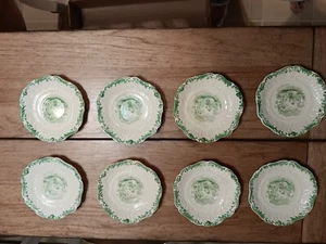 8 Antique 6" Ridgway England Tyrolean Green Garden Church Yard Numbered Embosse - Picture 1 of 8
