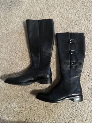 Botas Ecco Cuero Negro 3 Hebillas Ajustables Cremallera Alta 857215 Talla 41 EE. UU. 9.5 Foto 1 de 4