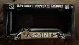 New NFL New Orleans Saints Plastic Black License Plate Frame Vintage 2002 - Picture 1 of 2