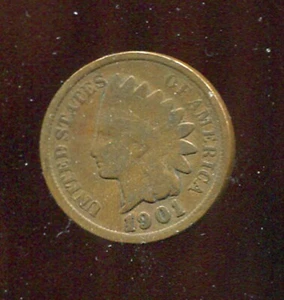 1901 INDIAN HEAD CENT (W902) F NICE OLD COIN - Picture 1 of 2