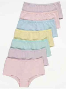 7 Pairs Girls Pastel Short Knickers Briefs Underwear Age 4-16 Yrs - Picture 1 of 2