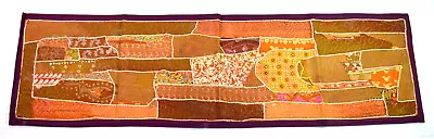 Old Colorful Asian Art Tapestry Table Runner Elegant Look Decorative. i17-235 - Image 1 of 4