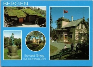 Vintage BERGEN, Norway 4x6" Postcard "Edvard Grieg TROLDHAUGEN" Multi-View 1990s - Picture 1 of 2