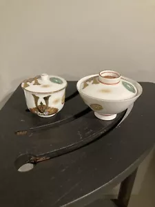 Japanische Kutani Eierschale Porzellan handbemalt Teeschale, Deckel-Schmuckdose & Deckel - Bild 1 von 19