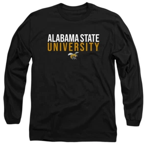 Alabama State Adult Long Sleeve T-Shirt Hornets Stacked, Black, S-3XL - Picture 1 of 3