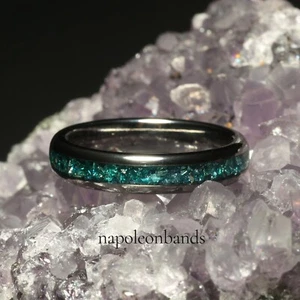 4 mm blau Aquamarin und Silber Wolfram Damen Ring Ehering, bequeme Passform - Bild 1 von 9