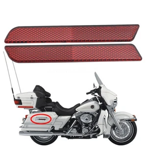Red Hard Saddle Bag Latch Cover Reflectors For 1996-2013 Harley Electra Glide - Picture 1 of 16