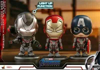 HOT TOYS COSBABY MARVEL AVENGERS IRON MAN CAPTAIN AMERICA WAR MACHINE FIGURE SET - Image 1 of 2