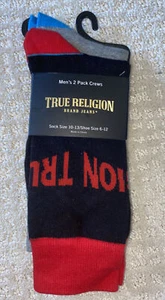 NUEVO CON ETIQUETAS True Religion Hombres Calcetines Crews 2 Pares Zapatos Talla 6-12 - Imagen 1 de 3