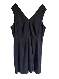 New! Lane Bryant Black V-Neck A-Line Knee Length Dress Size 24 MSRP $79.95 - Picture 1 of 6