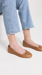 Sam Edelman Felicia Luxe Emblem Bow Ballet Flats Women's 5.5M Tan Leather SlipOn - Picture 1 of 16