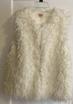 NUEVO SIN ETIQUETAS Chaleco Echo Invierno Blanco Rizado Cordero Imitación Piel M/L - Esquí - Nieve - Boho - Hippie Foto 1 de 4