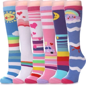 LINEMIN 3-12 Years Girls Knee High Socks Kids Cartoon Animal Warm Cotton Long Ta - Picture 1 of 12