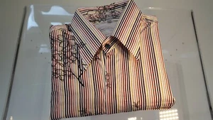 Camisa de verano a rayas florales para hombre nueva color negro amarillo naranja talla S M - Imagen 1 de 8
